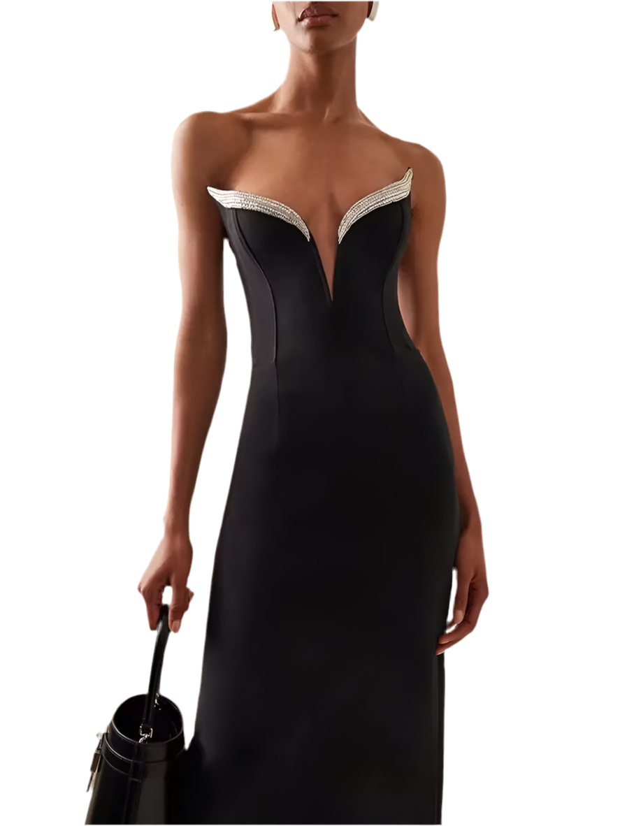 Diamond Crystal Strapless Bandage Bodycon Dress VestiVogue