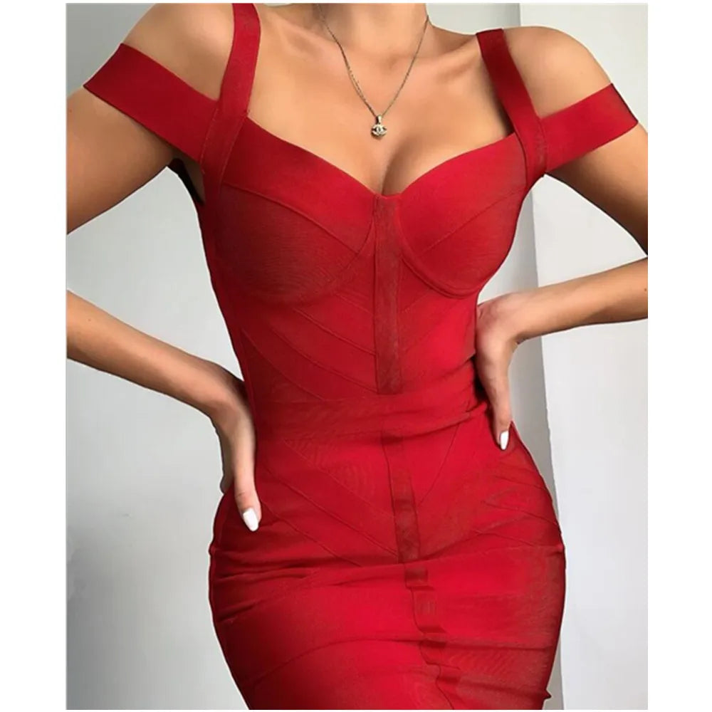 Sleeveless Red Bandage Dress with Hollow Out Detail VestiVogue