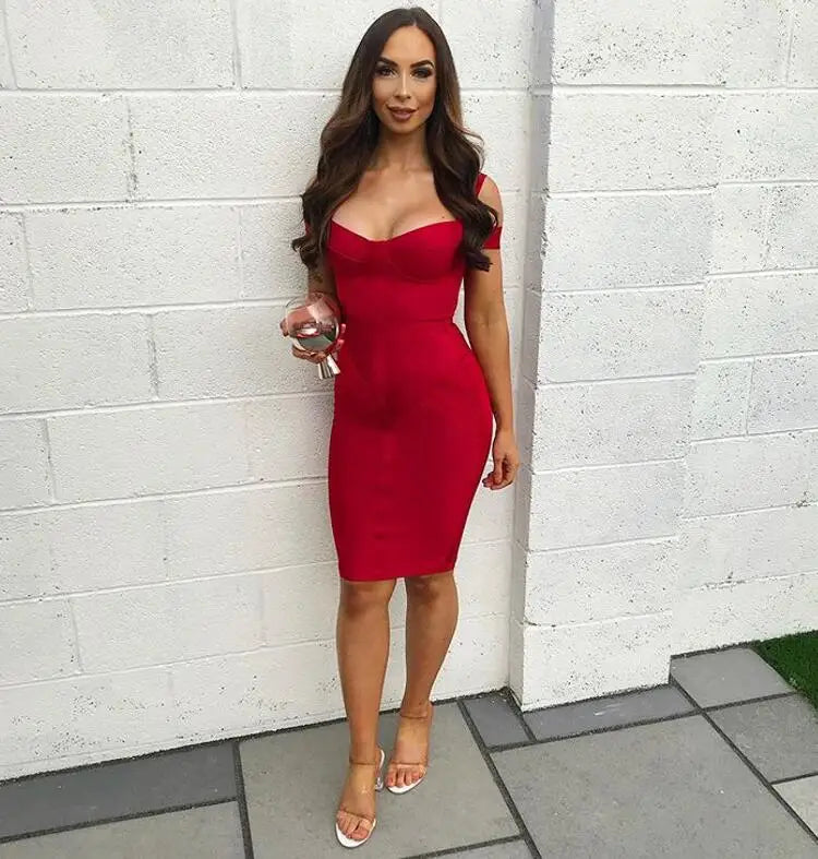 Sleeveless Red Bandage Dress with Hollow Out Detail VestiVogue