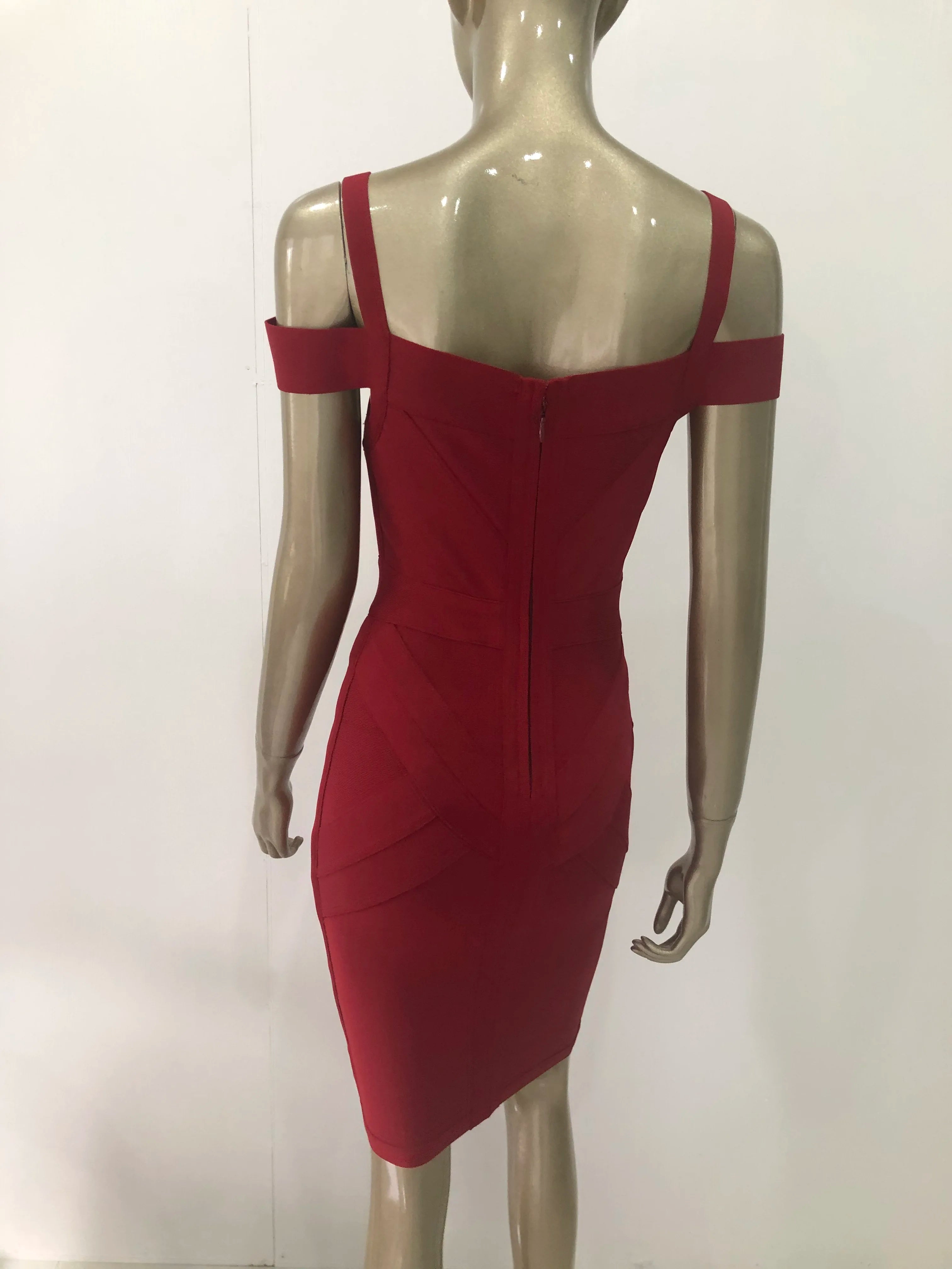 Sleeveless Red Bandage Dress with Hollow Out Detail VestiVogue