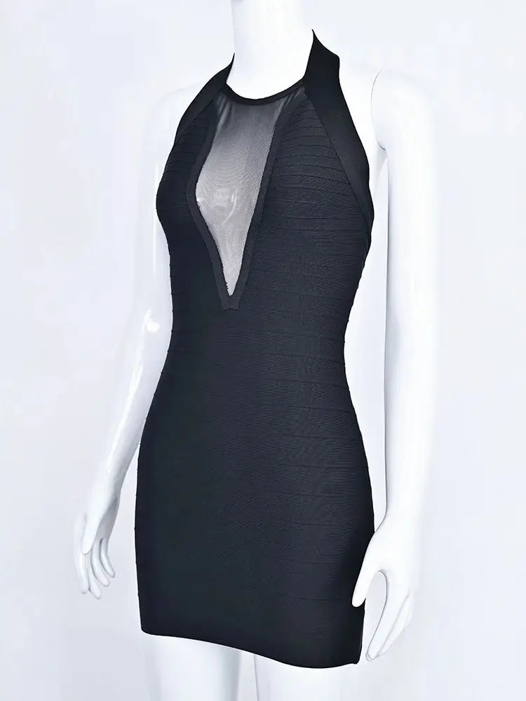 Halter Backless Mesh Party Dress VestiVogue