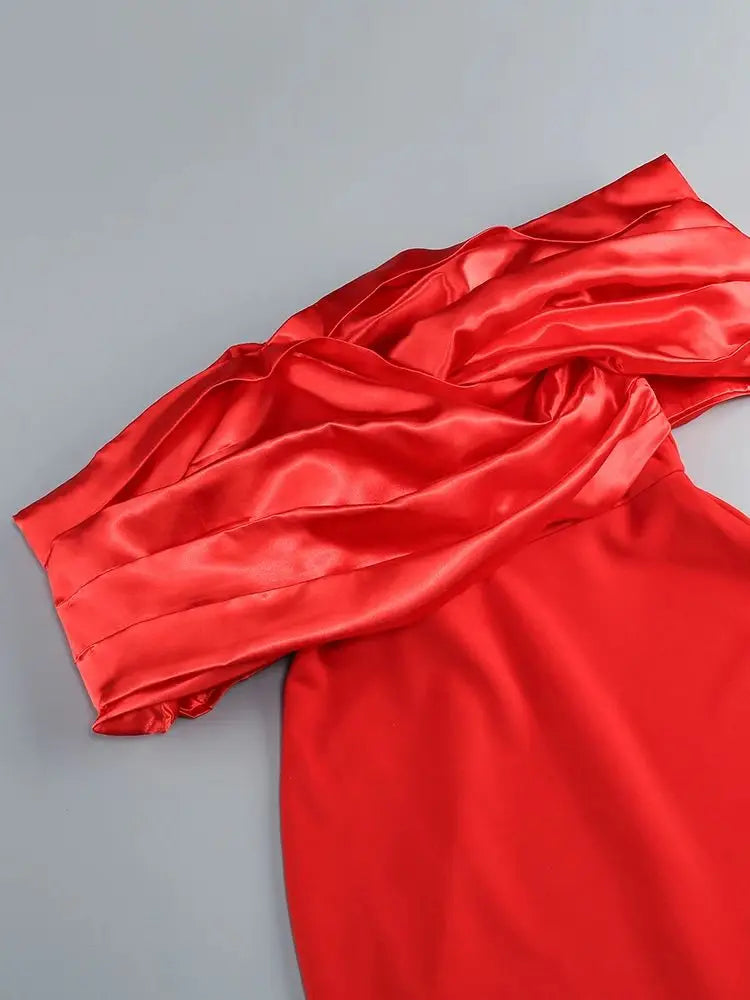 Red Off Shoulder Maxi Dress VestiVogue