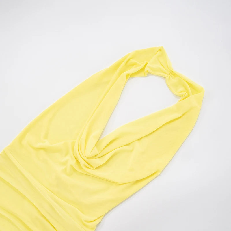 Backless Mesh Swing Collar Pleated Mini Dress VestiVogue