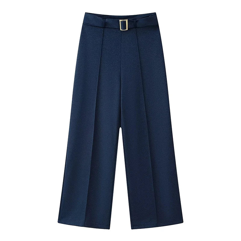 Chic Two-Piece Buttoned Top and Flare Trousers Set VestiVogue Only-pants S