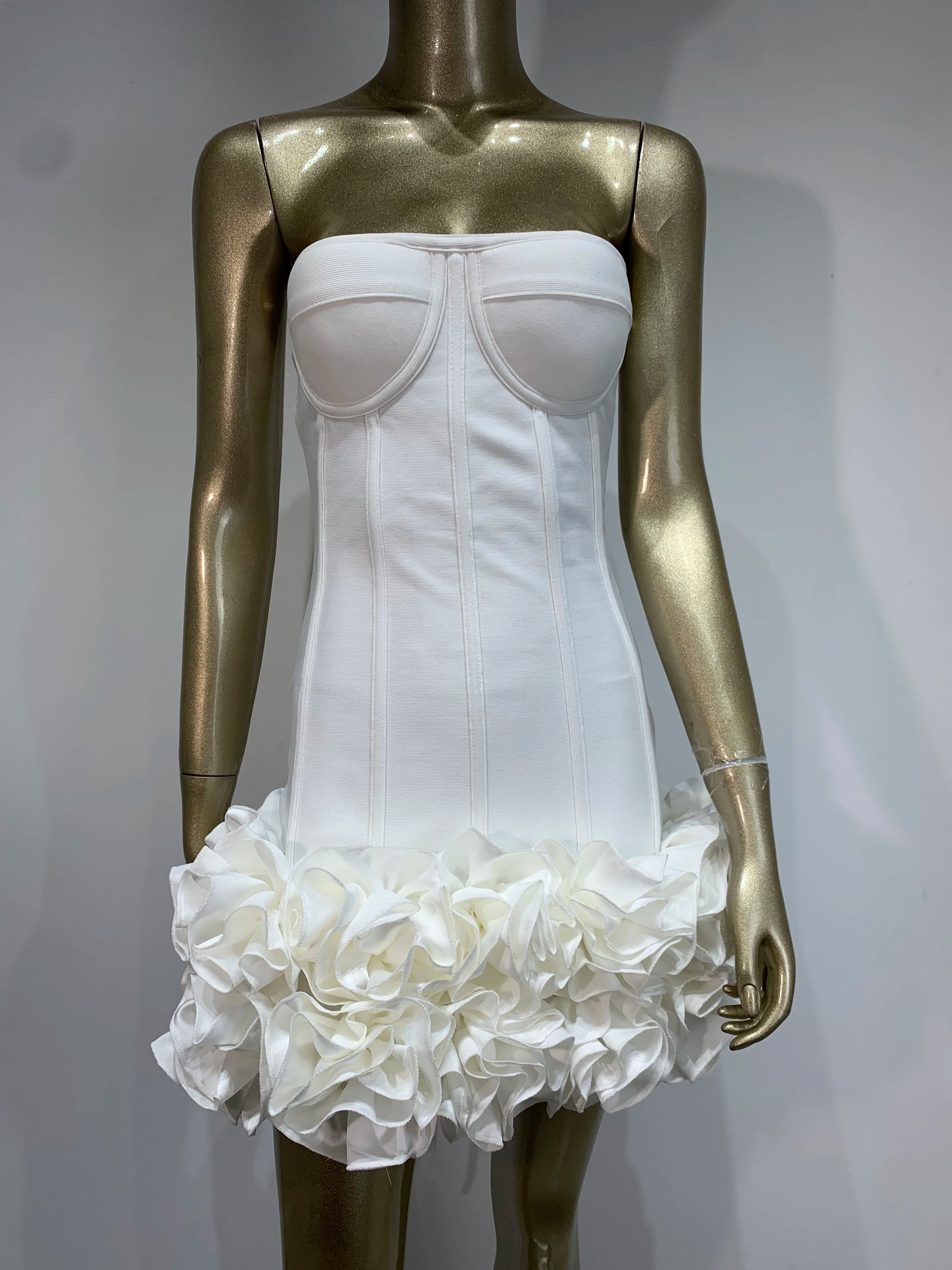 Strapless Backless Red Floral Mini Bandage Dress VestiVogue