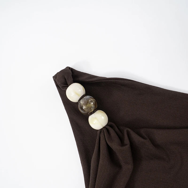 Asymmetric Beaded Mini Dress in Luxe Fabric VestiVogue