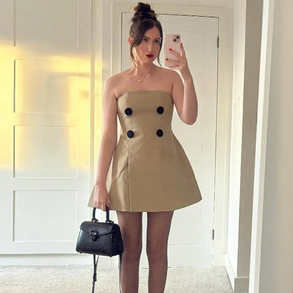 Chic A-Line Off-Shoulder Mini Dress VestiVogue