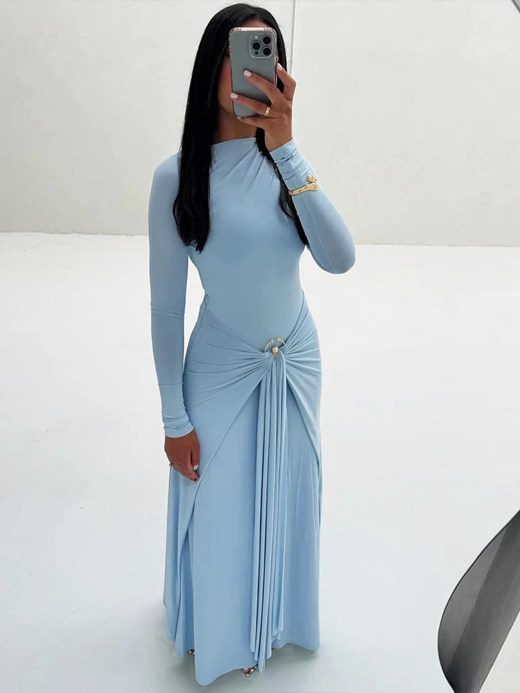 Ruched Full Sleeve Maxi Dress VestiVogue