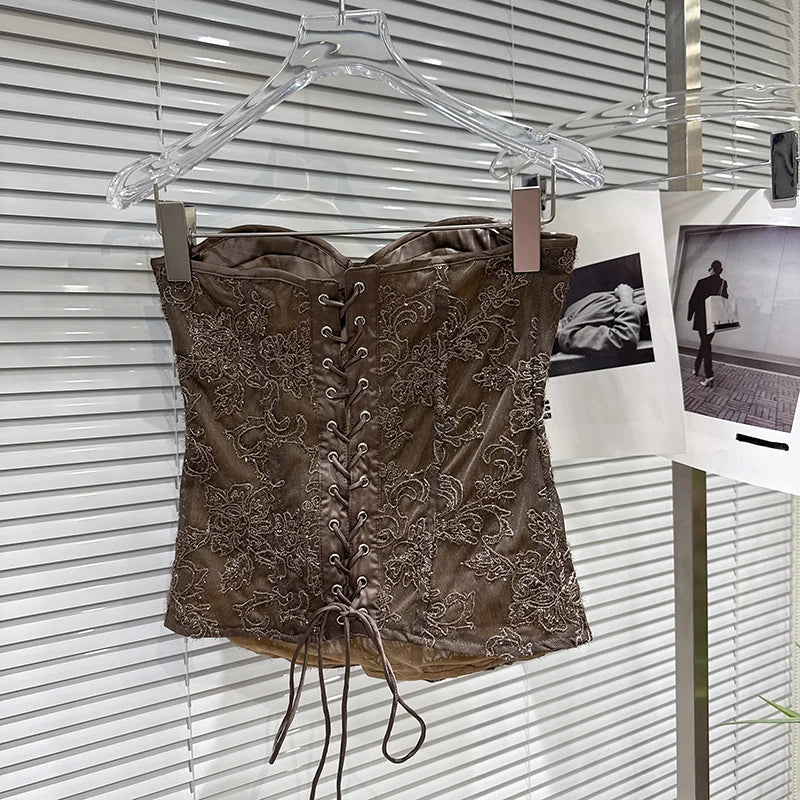 Backless Bandage Tank Top and Ribbon Mini Skirt Set