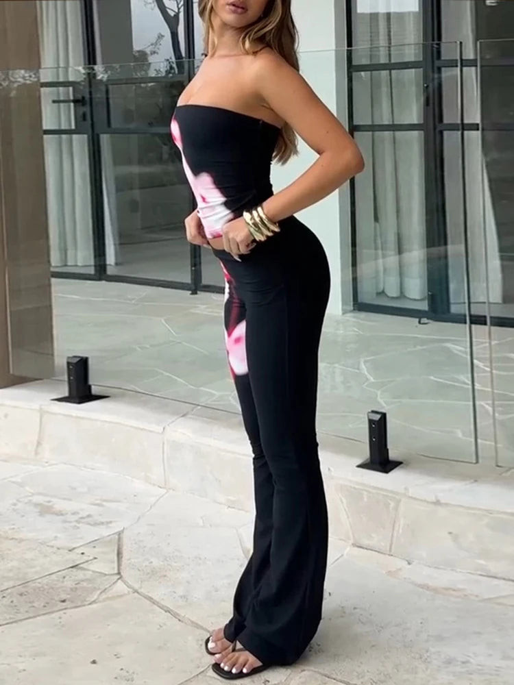 Patchwork Off Shoulder Two-Piece Set VestiVogue