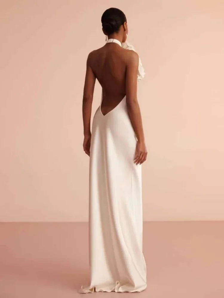 Backless 3D Flower Maxi Dress VestiVogue