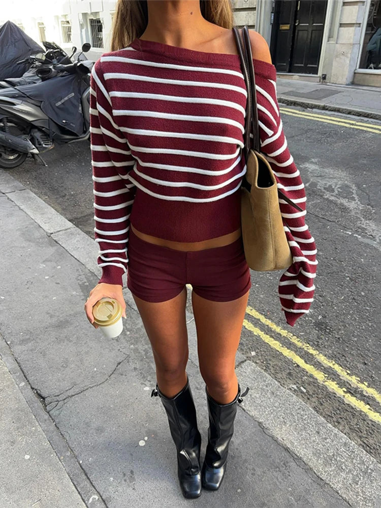 Asymmetrical Collar Striped Pullover Sweater VestiVogue