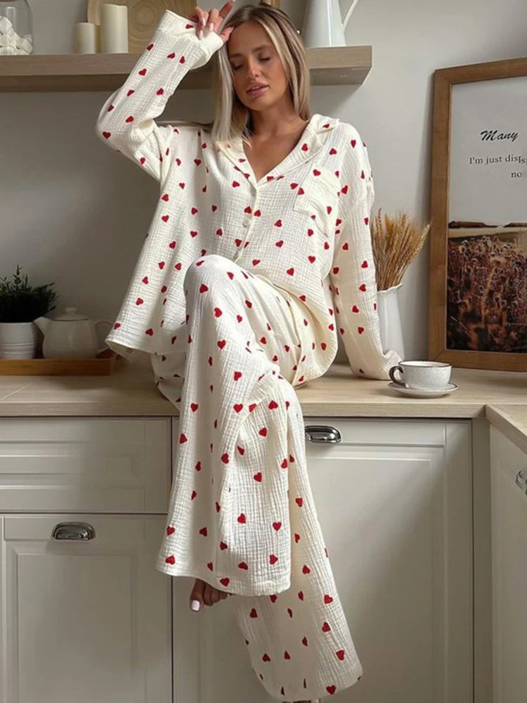 Love Print Loose Pajama Set VestiVogue
