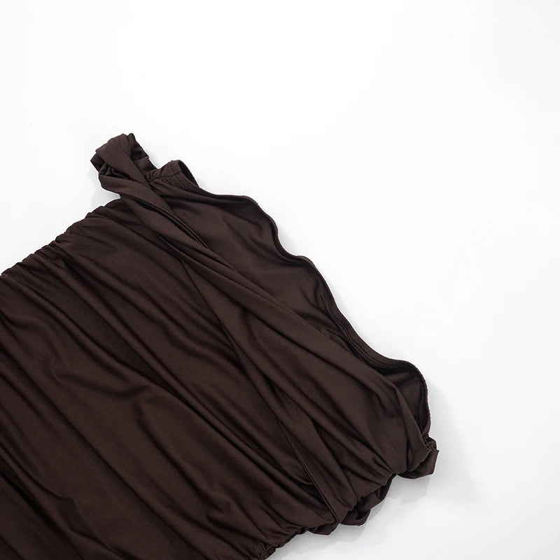 Elegant Single Shoulder Pleated Bodycon Dress VestiVogue