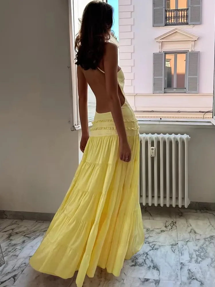 Backless Ruffle Maxi Dress VestiVogue