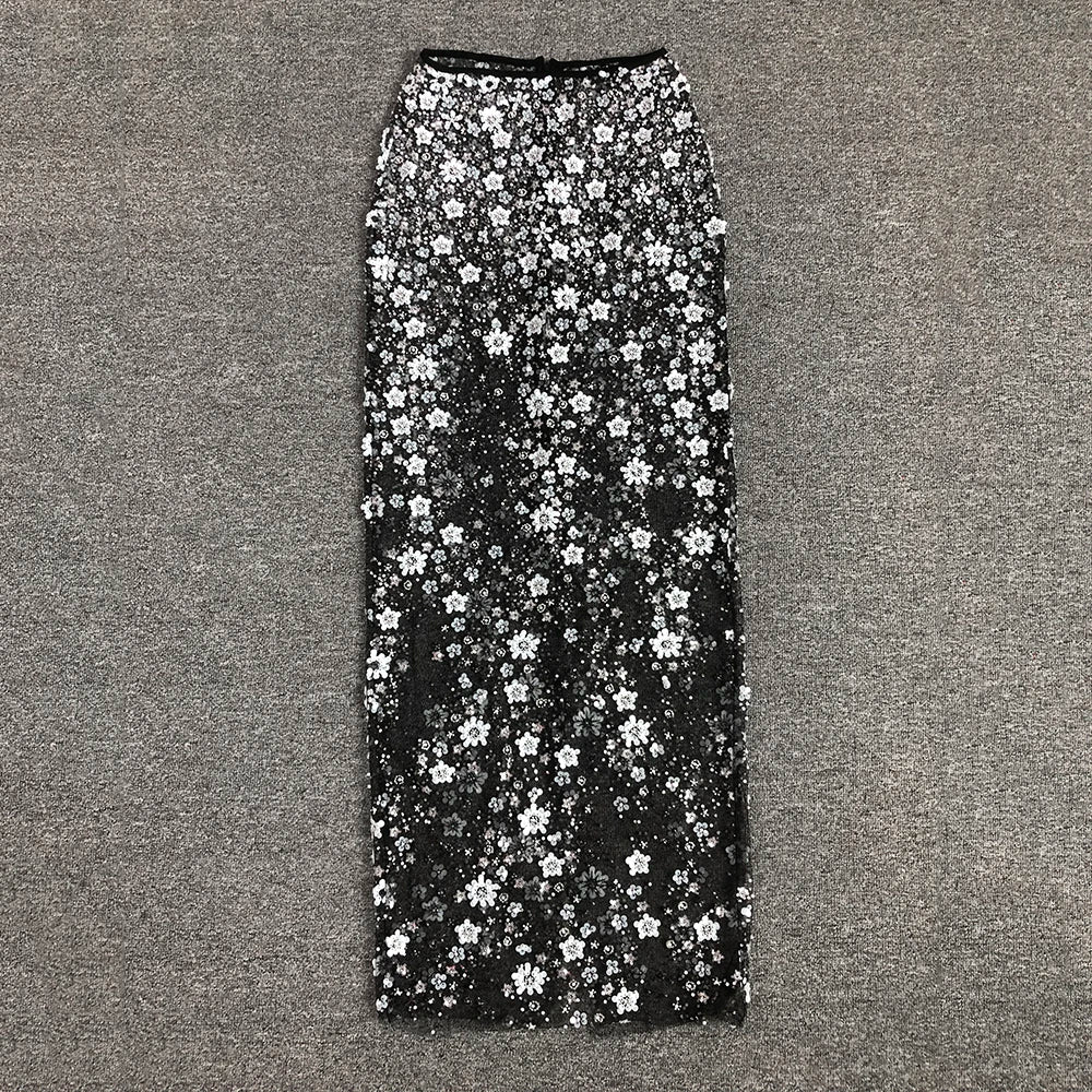 Strapless Mesh Sequin Bodycon Dress VestiVogue