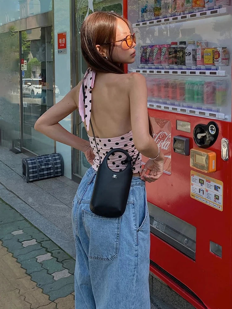 Polka Dot V-Neck Halter Top VestiVogue