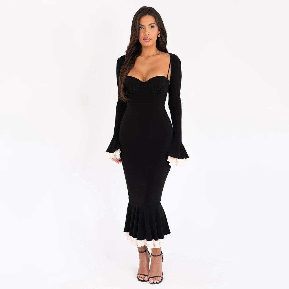 Flare Sleeve Bodycon Party Dress