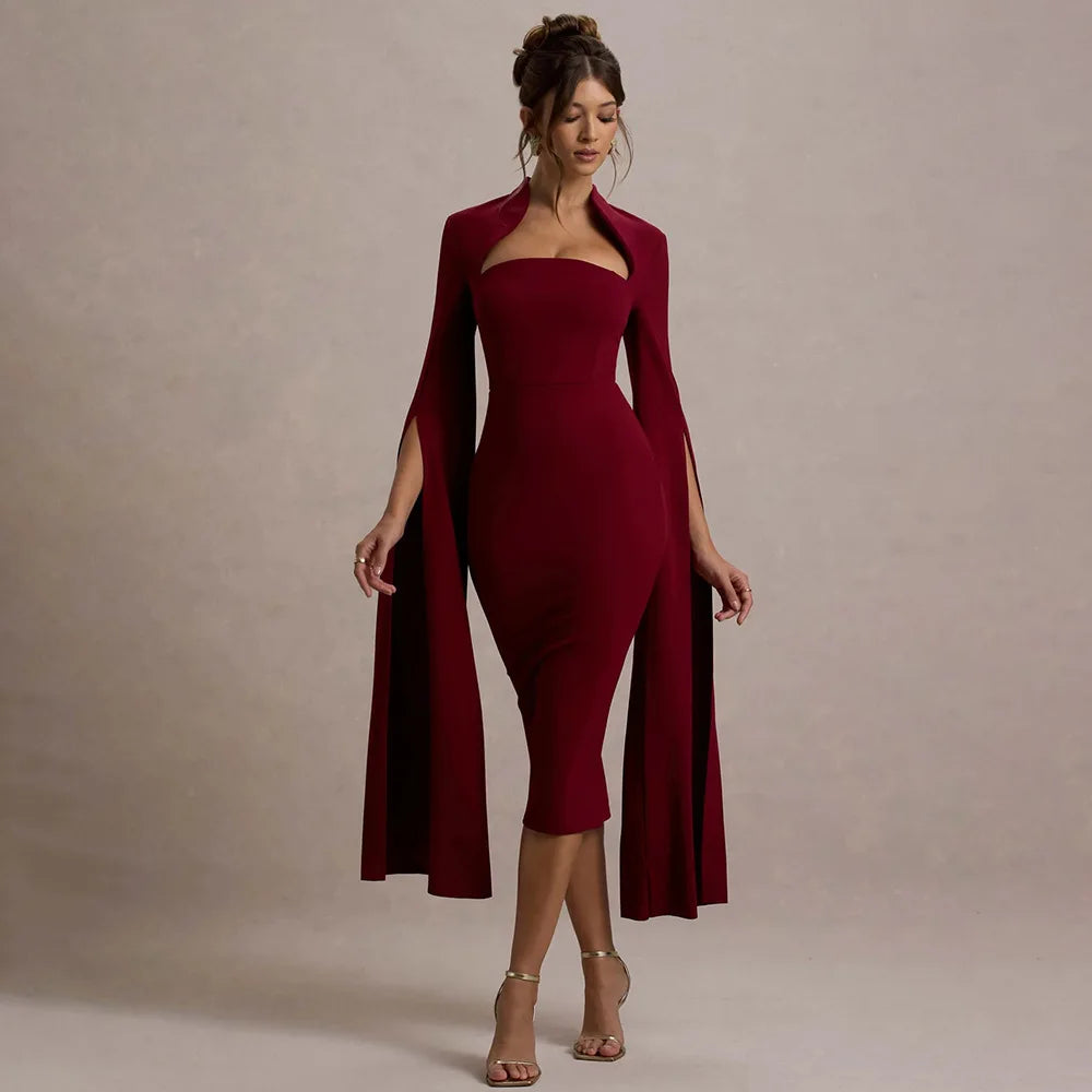 Turtleneck Slit Dress VestiVogue