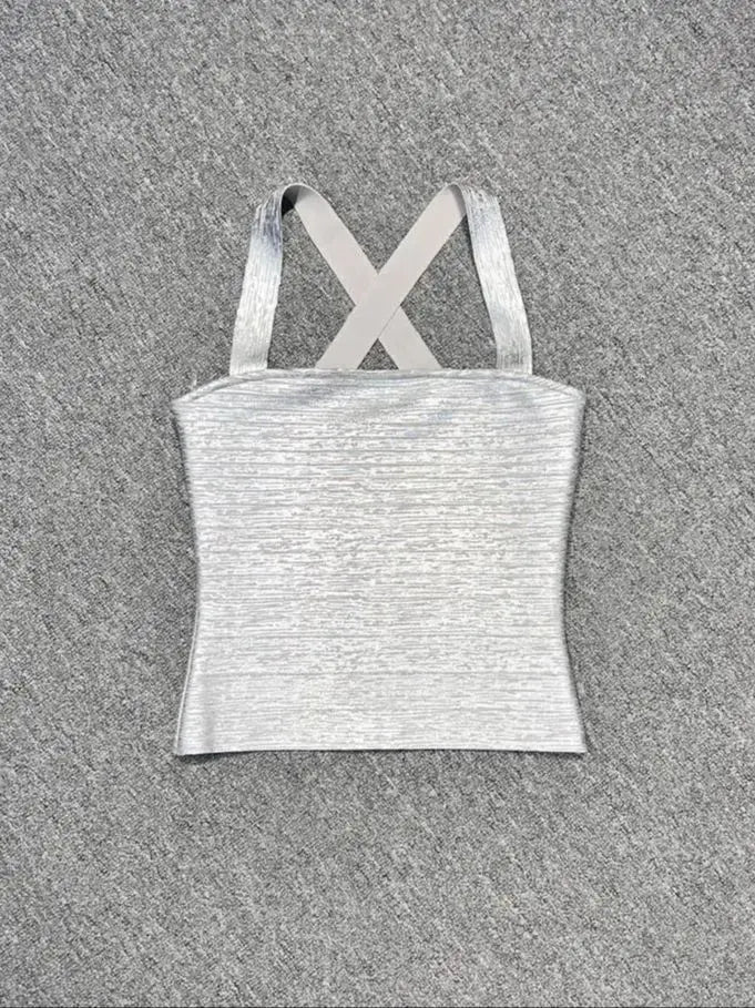 Gold Silver Bandage Tank Top VestiVogue Silver XS