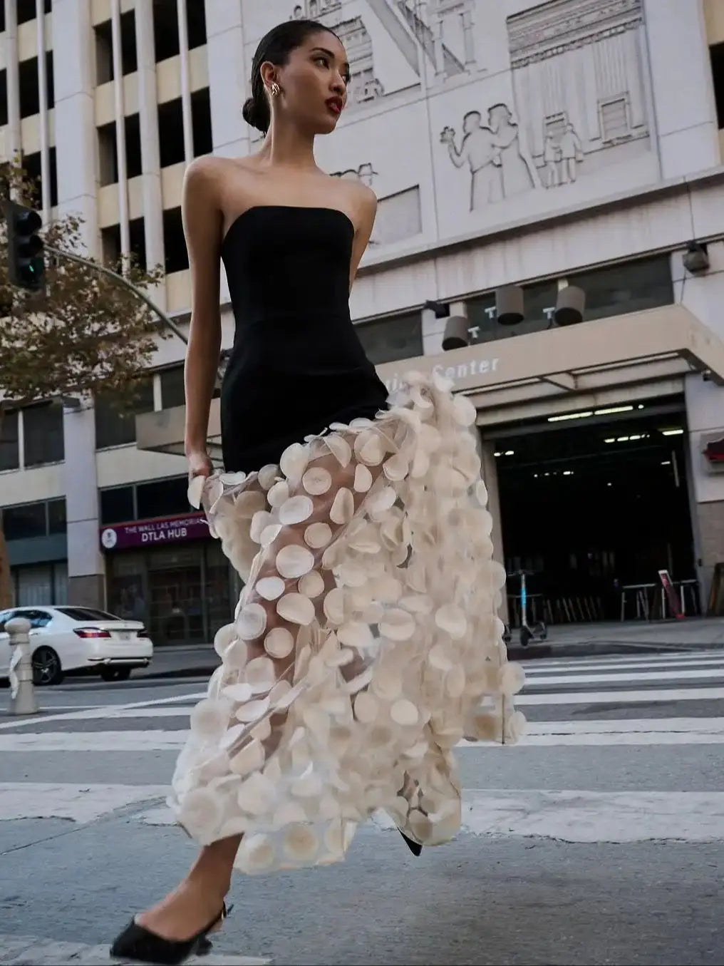 Strapless Floral Embroidery Bodycon Maxi Dress VestiVogue