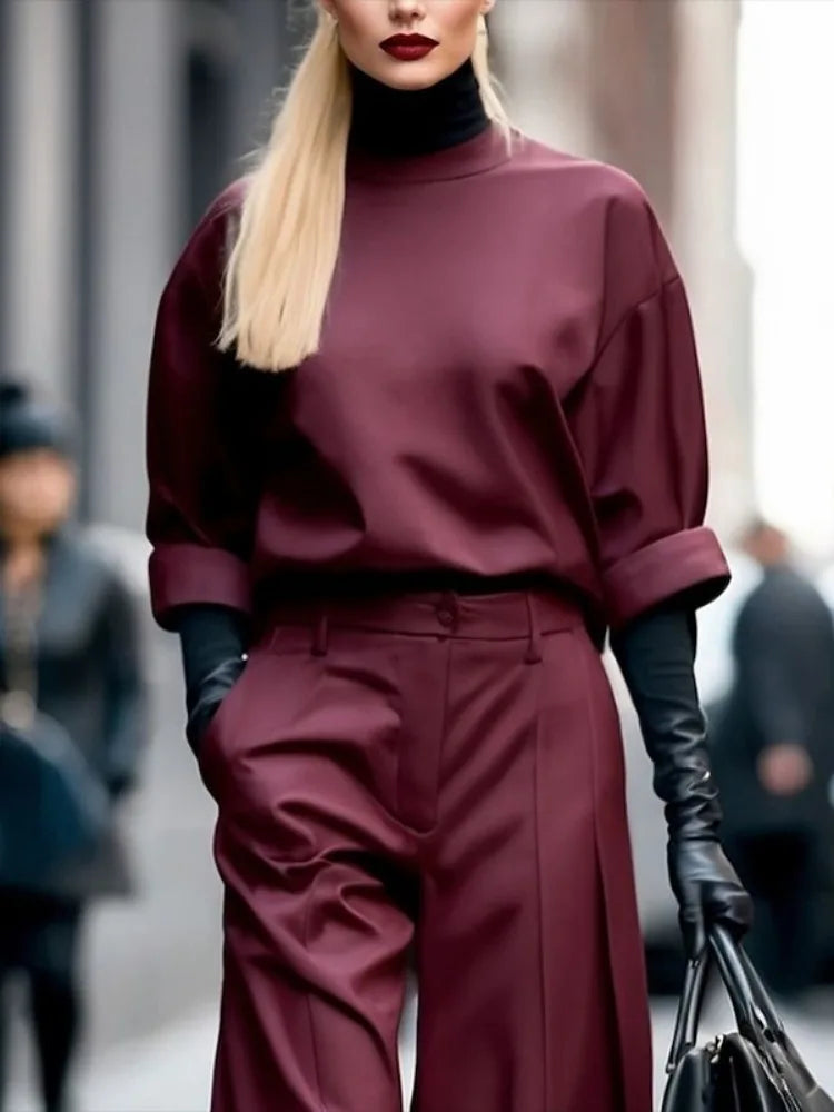 Burgundy Loose Fit Round Neck Half Sleeve T-Shirt VestiVogue