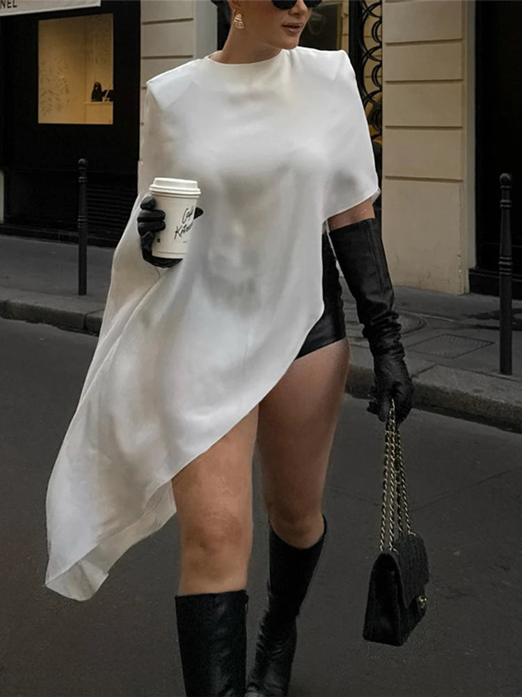 Oversize Ruched Hem Casual T-Shirt VestiVogue