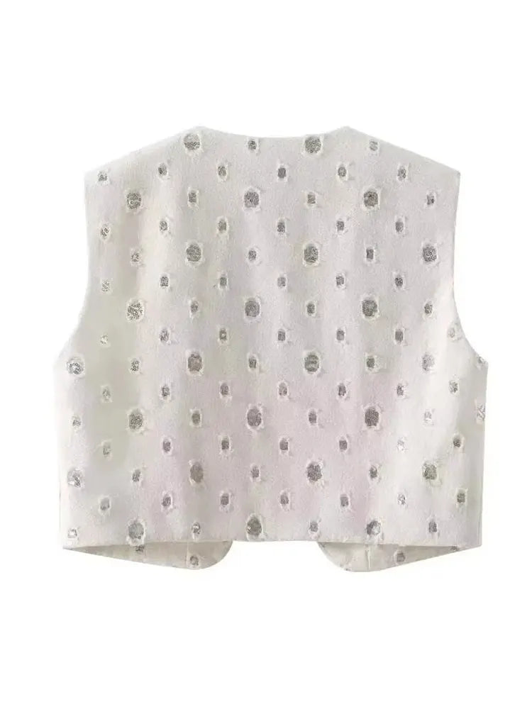 Shimmering Sequin Two-Piece Skirt Set with Sleek Zipped Skirt VestiVogue