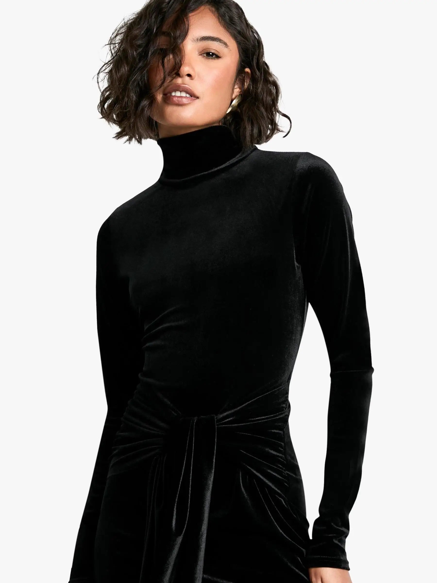 Velvet Bodycon Dress VestiVogue black S