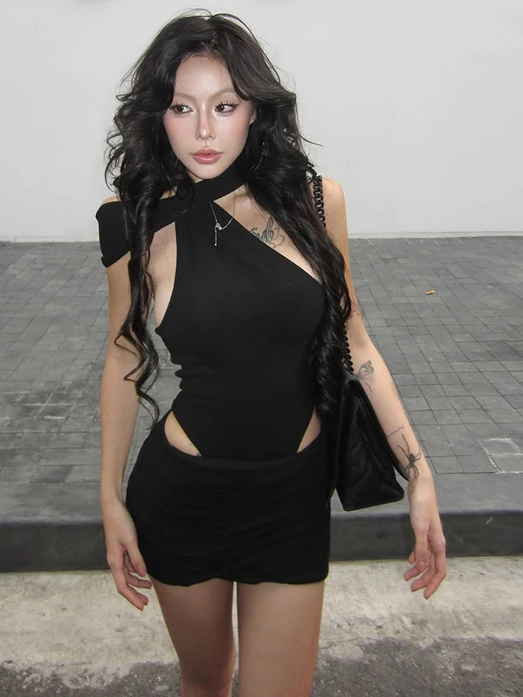 Irregular Halter Backless Bodycon Dress VestiVogue