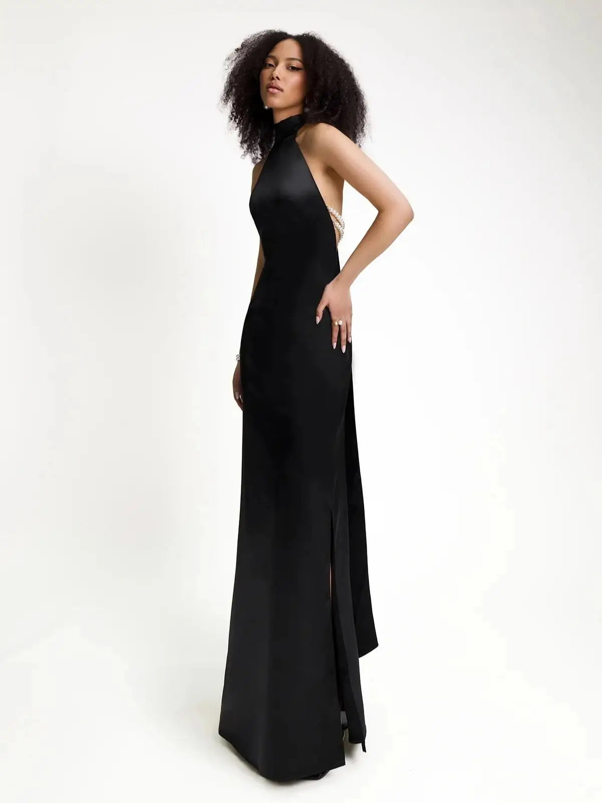 Backless Maxi Dress with neck strap VestiVogue