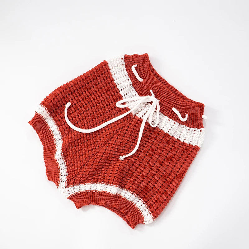 Clashing Colour Stripe Strapless Knitted Two-Piece Set VestiVogue