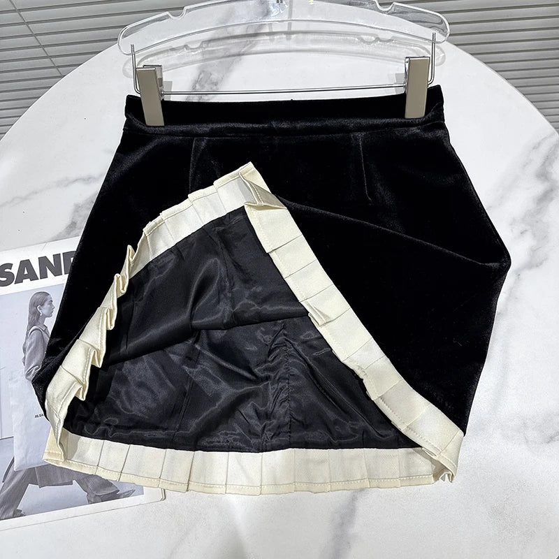 Beaded Velvet A-line Two-Piece Set with Short Jacket VestiVogue