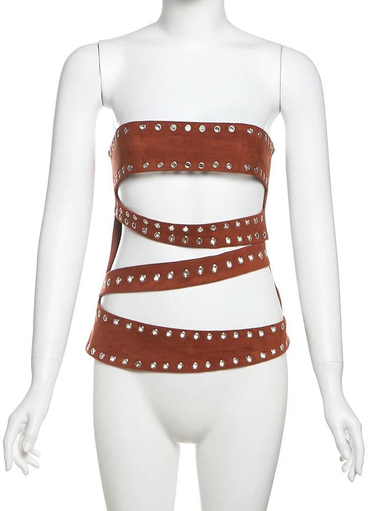 Geometric Zip-Front Tank Top VestiVogue