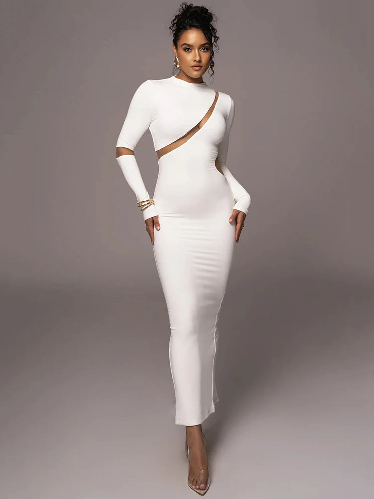 Hollow Out Irregular Split Midi Dress VestiVogue