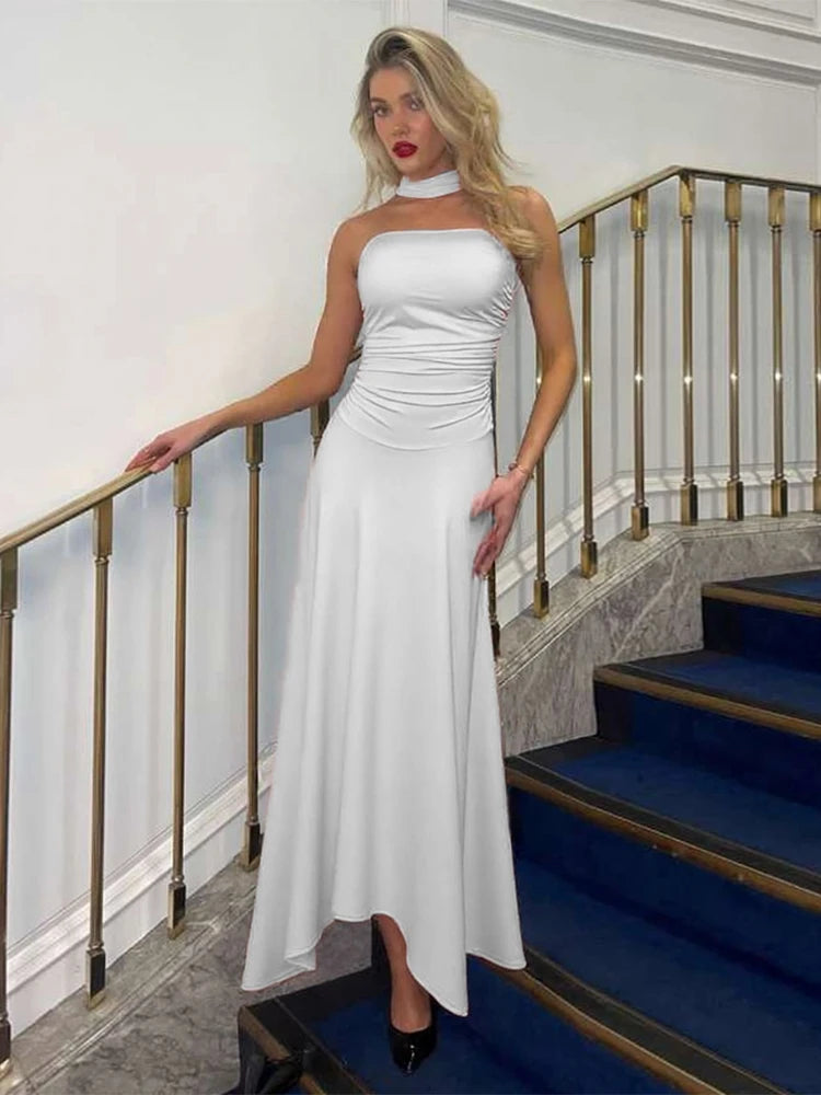 Strapless High Stretch Bodycon Dress VestiVogue WHITE M