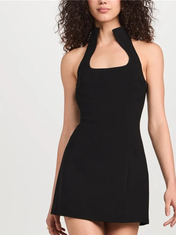 Elegant Black Sleeveless Bodycon Mini Dress VestiVogue