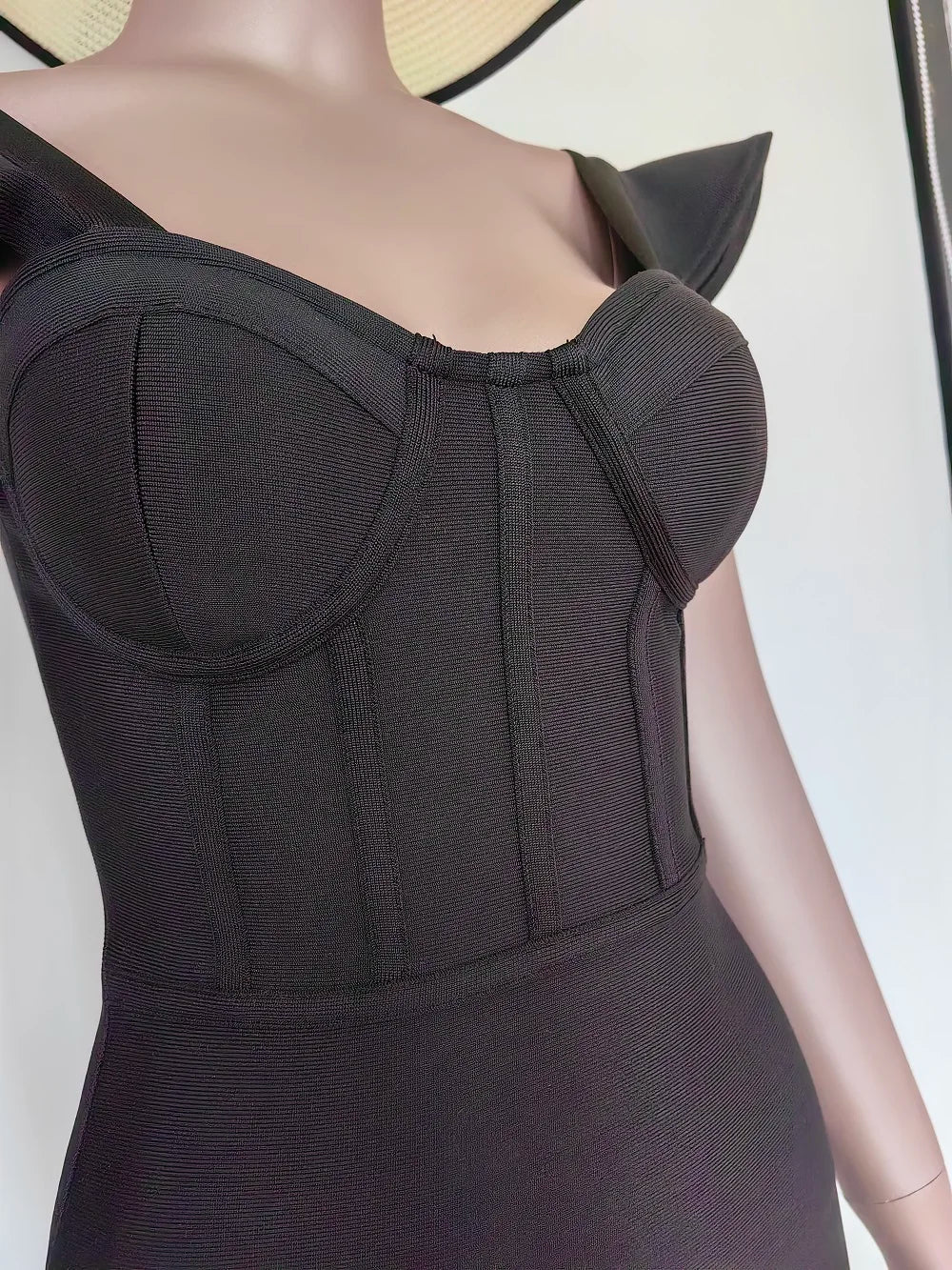 Black Ruffle Bandage Bodycon Dress VestiVogue