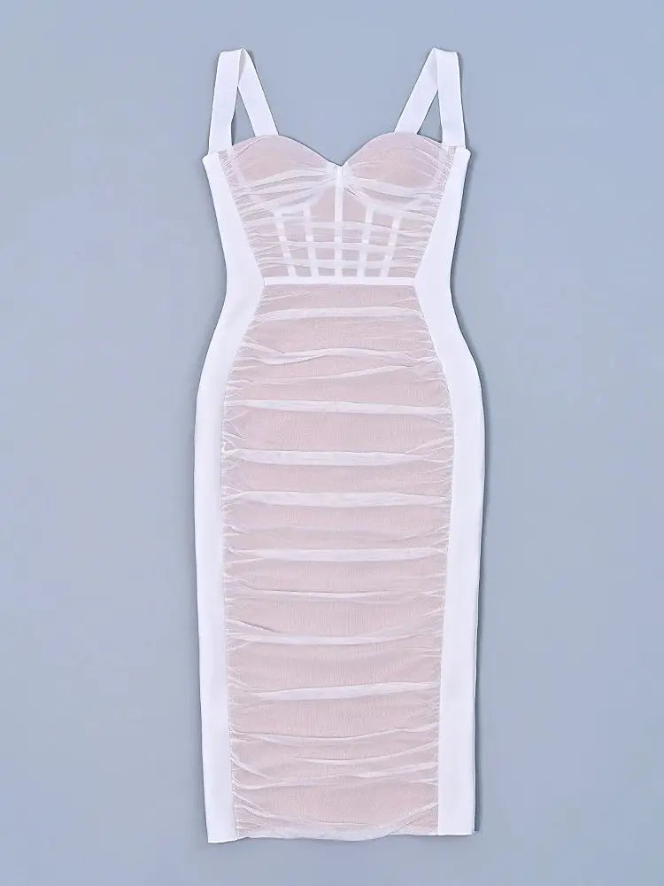 Vintage Black Bodycon Dress with Spaghetti Straps and Lace Detail VestiVogue Beige M