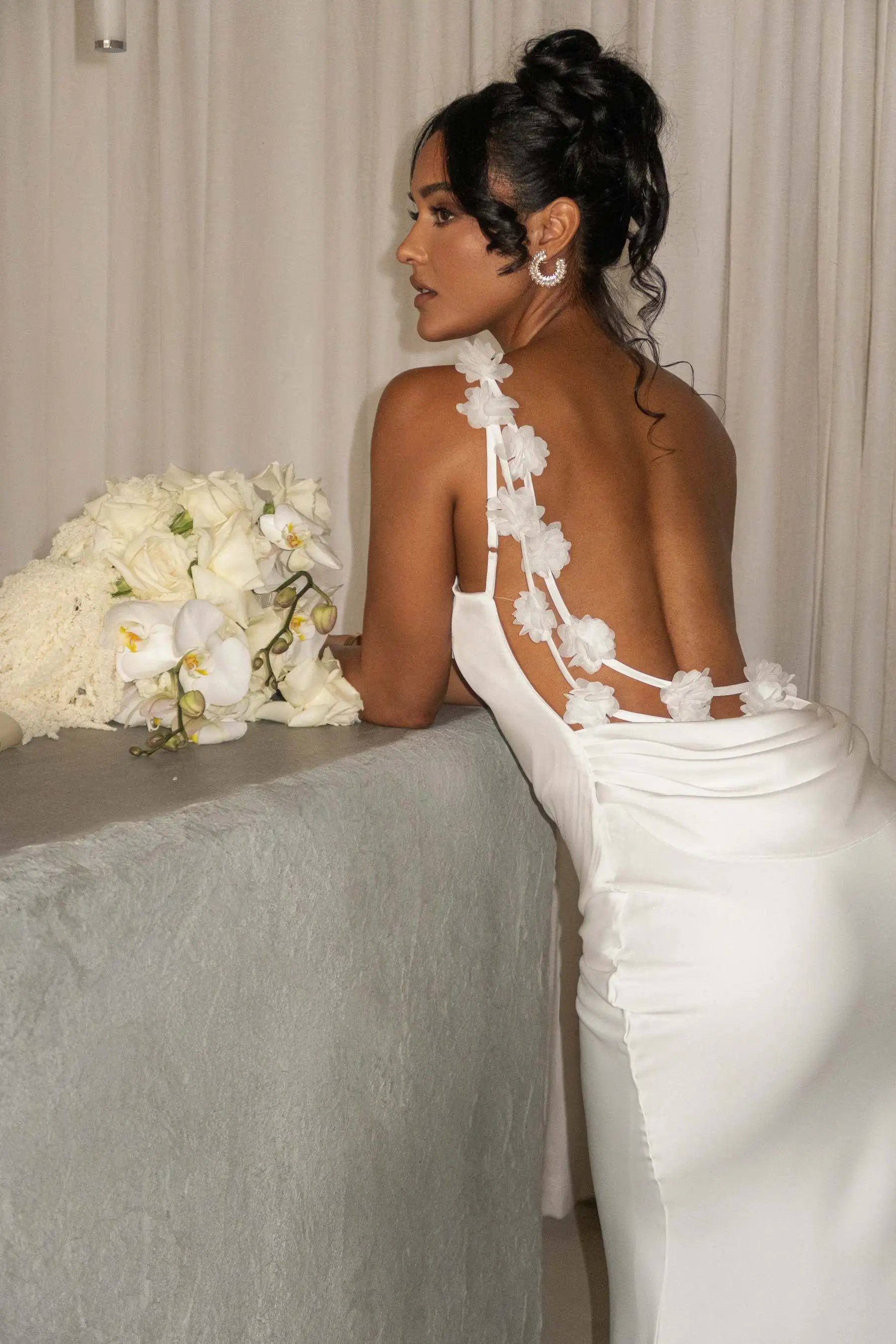 Bridesmaids Backless Flower Dress