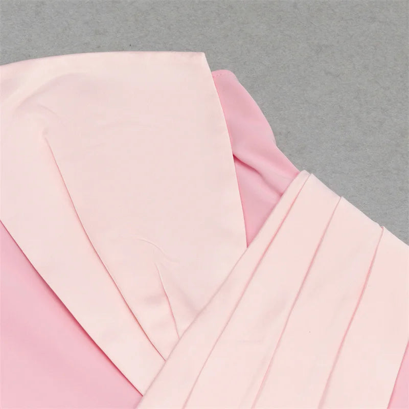 One-Shoulder Pink Bodycon Midi Dress VestiVogue