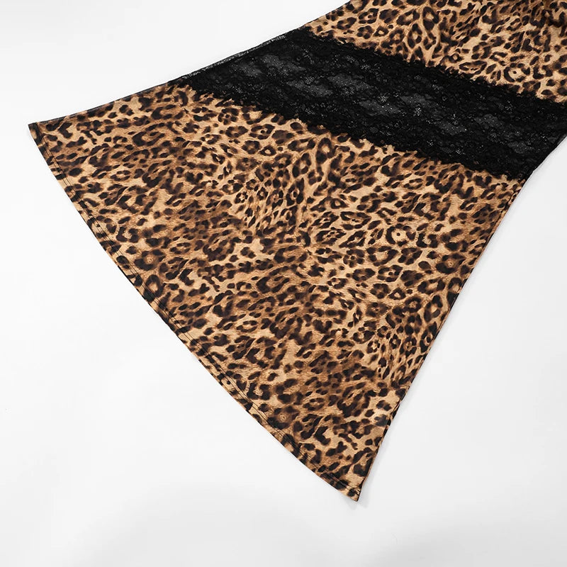 Leopard Print Fishtail Lace Camisole Dress VestiVogue