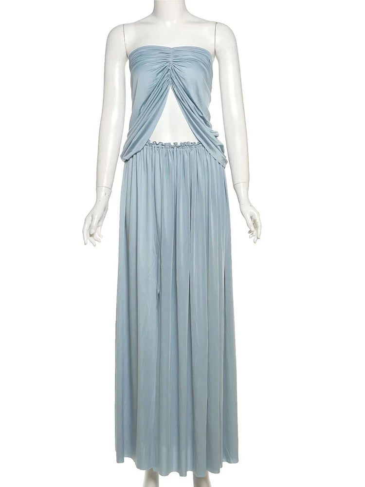 Ruched Strapless Two-Piece Set VestiVogue