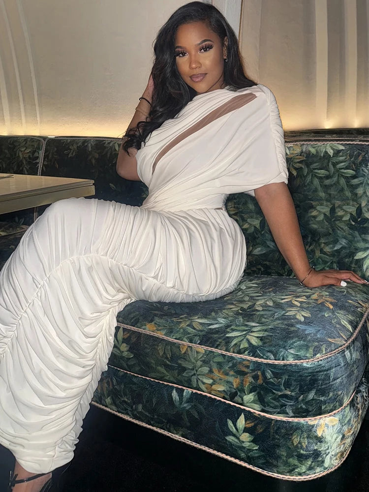 Midnight Hollow Mesh Ruched Dress VestiVogue