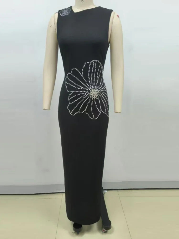 Asymmetrical Neck Floral Maxi Dress VestiVogue