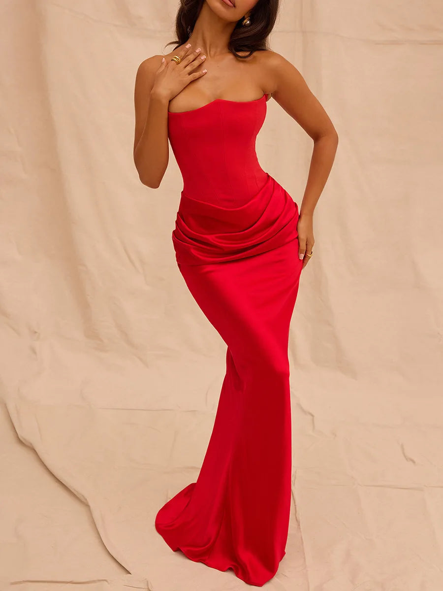 Satin Backless Bodycon Party Dress