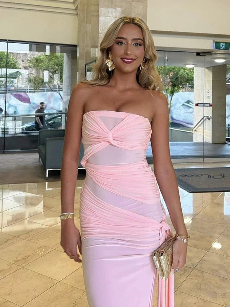 Cross Bandage Ruched Backless Bodycon Dress VestiVogue