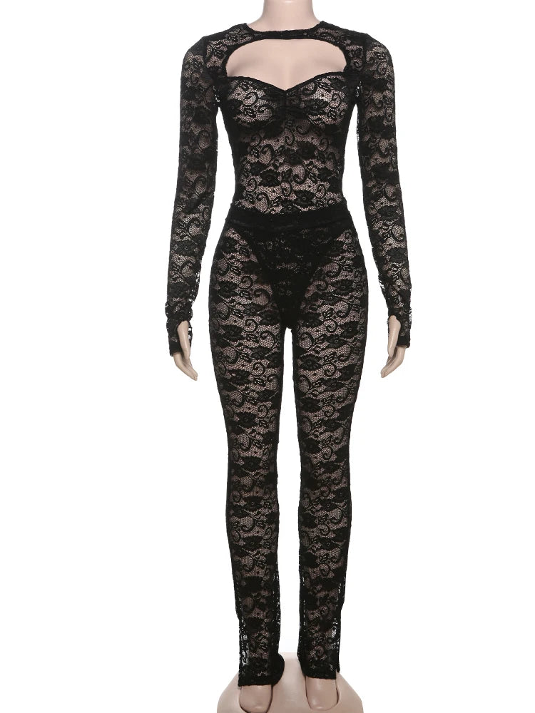 Hollow Backless Bodysuit and Leggings Set VestiVogue