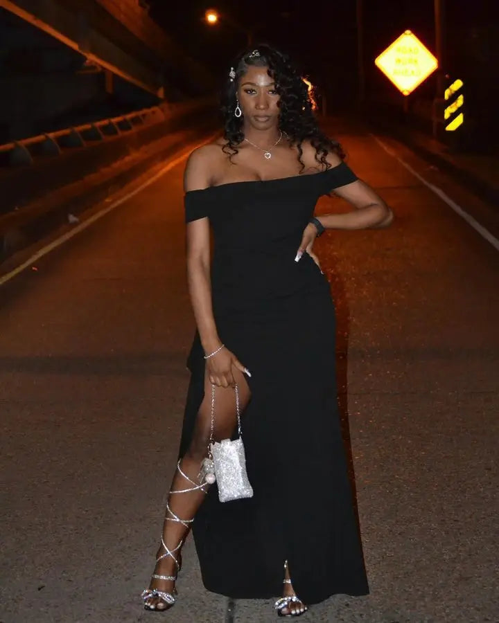 High Split One-Shoulder Dress VestiVogue