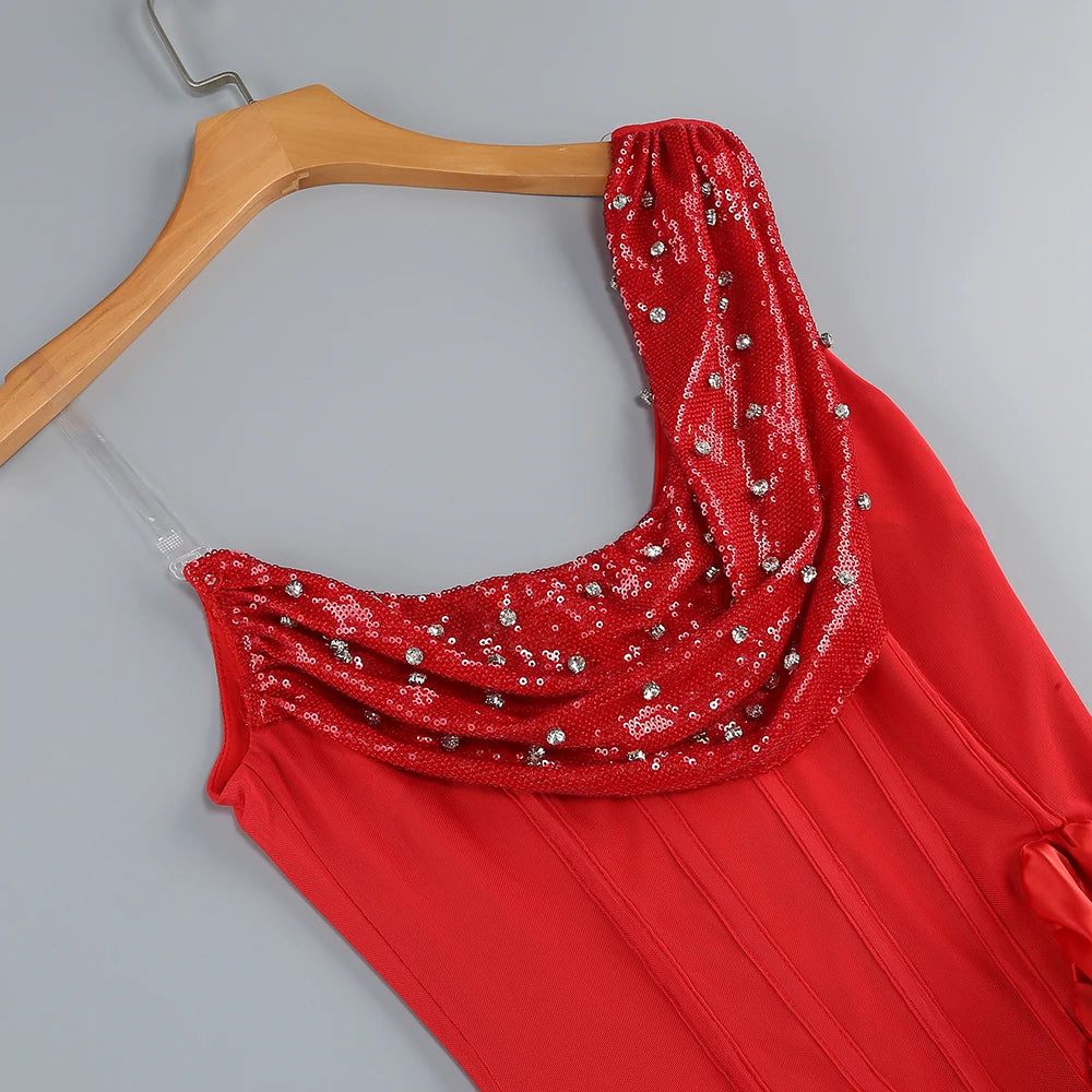 One-Shoulder Sequin Maxi Dress VestiVogue